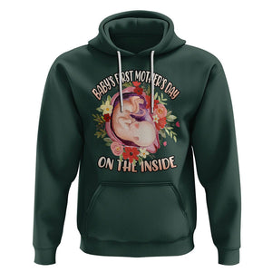 Pregnancy Announcement Hoodie Baby's First Mother's Day On The Inside Pregnant New Mom TS02 Dark Forest Green Printyourwear