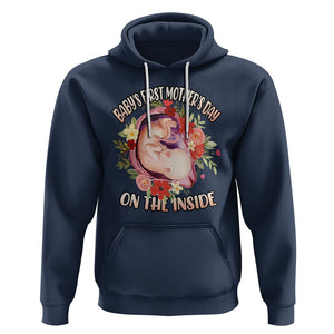Pregnancy Announcement Hoodie Baby's First Mother's Day On The Inside Pregnant New Mom TS02 Navy Printyourwear
