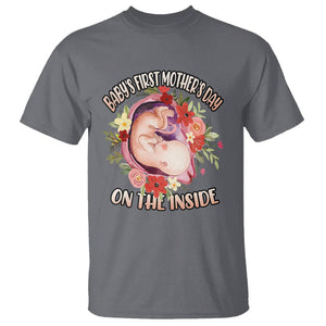 Pregnancy Announcement T Shirt Baby's First Mother's Day On The Inside Pregnant New Mom TS02 Charcoal Printyourwear