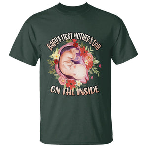 Pregnancy Announcement T Shirt Baby's First Mother's Day On The Inside Pregnant New Mom TS02 Dark Forest Green Printyourwear