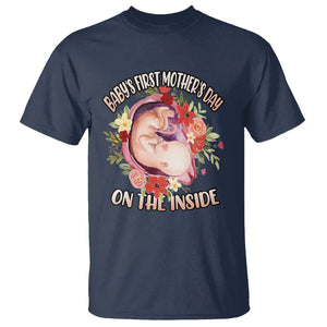 Pregnancy Announcement T Shirt Baby's First Mother's Day On The Inside Pregnant New Mom TS02 Navy Printyourwear