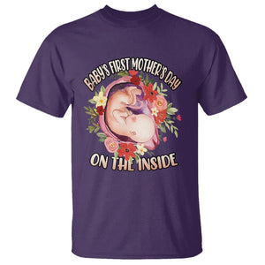 Pregnancy Announcement T Shirt Baby's First Mother's Day On The Inside Pregnant New Mom TS02 Purple Printyourwear