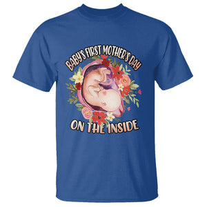 Pregnancy Announcement T Shirt Baby's First Mother's Day On The Inside Pregnant New Mom TS02 Royal Blue Printyourwear