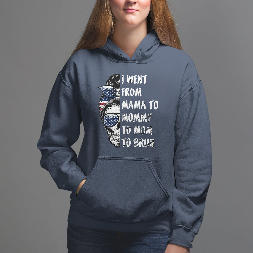 Skull Mom Hoodie I Went From Mama To Mommy Mom Bruh Funny Mother's Day Messy Bun TS02 Navy Printyourwear