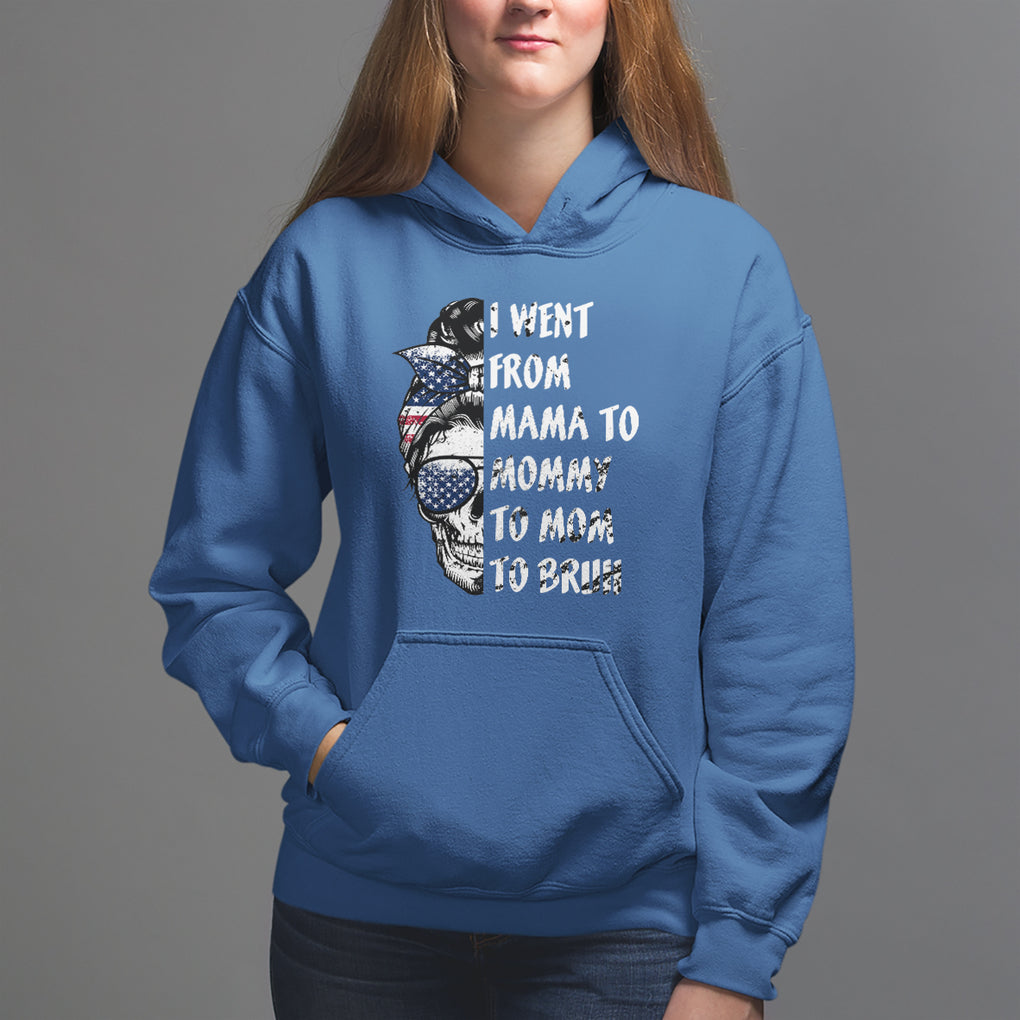Skull Mom Hoodie I Went From Mama To Mommy Mom Bruh Funny Mother's Day Messy Bun TS02 Royal Blue Printyourwear