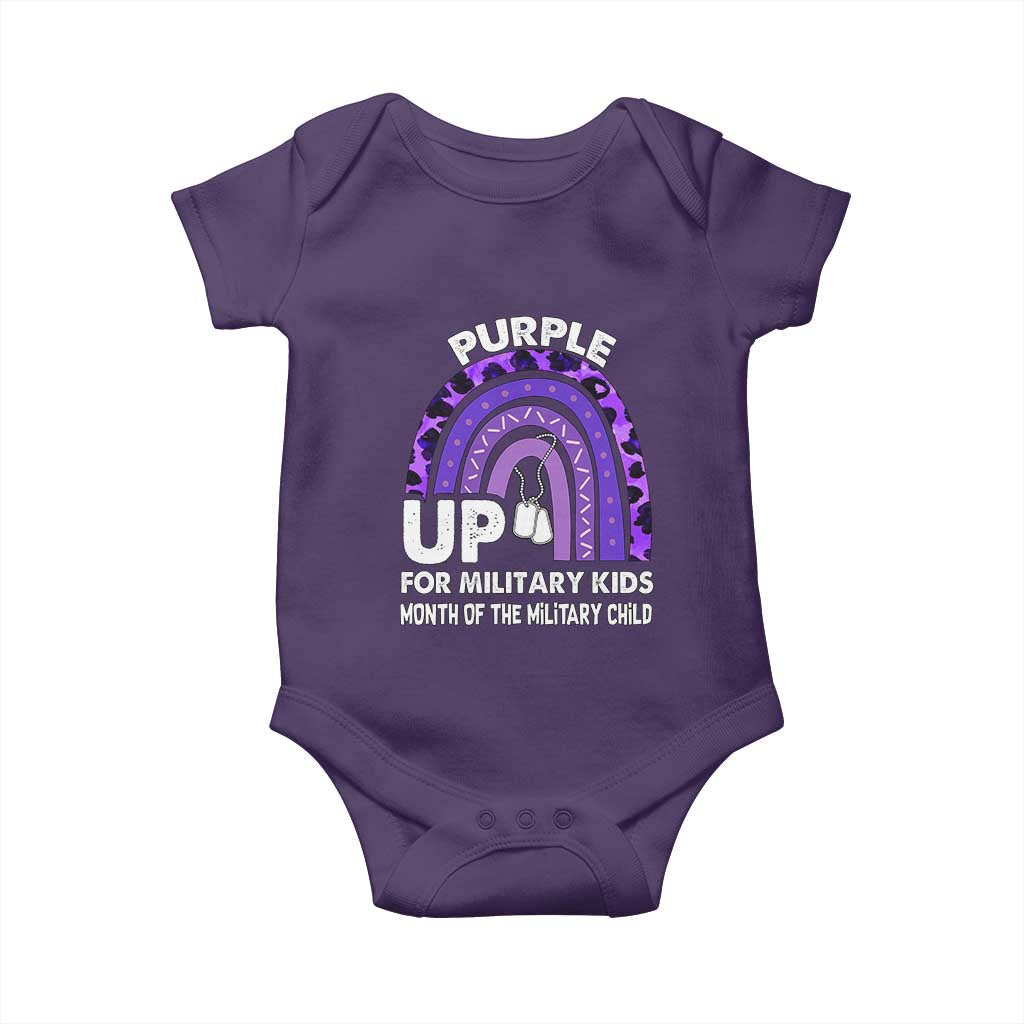 Purple Up For Military Kids Baby Onesie Military Child Month Dog Tags Purple Ribbon Rainbow TS02 Purple Print Your Wear