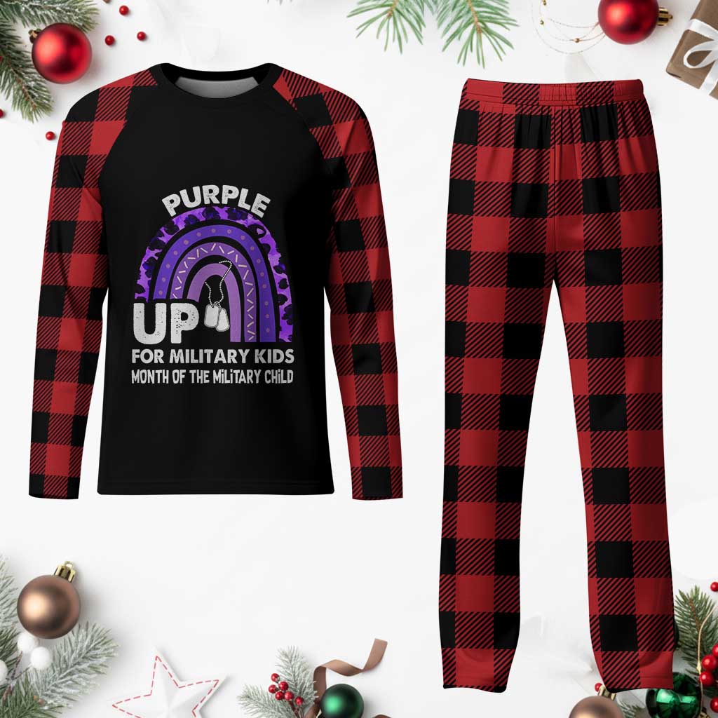 Purple Up For Military Kids Plaid Pajama Set Military Child Month Dog Tags Purple Ribbon Rainbow TS02 Buffalo Plaid Print Your Wear