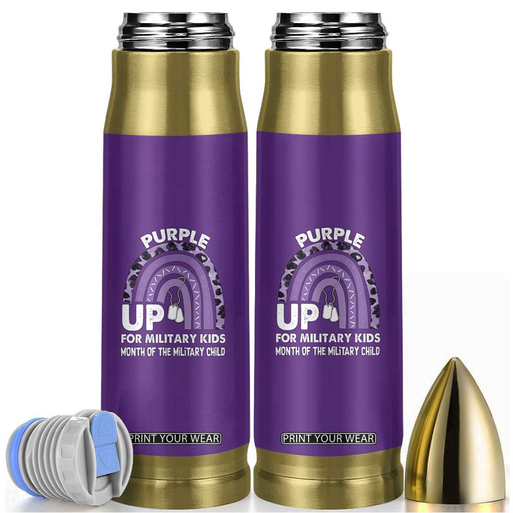 Purple Up For Military Kids Bullet Tumbler Military Child Month Dog Tags Purple Ribbon Rainbow TS02 Purple Print Your Wear