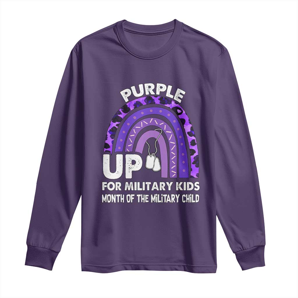 Purple Up For Military Kids Long Sleeve Shirt Military Child Month Dog Tags Purple Ribbon Rainbow TS02 Purple Print Your Wear