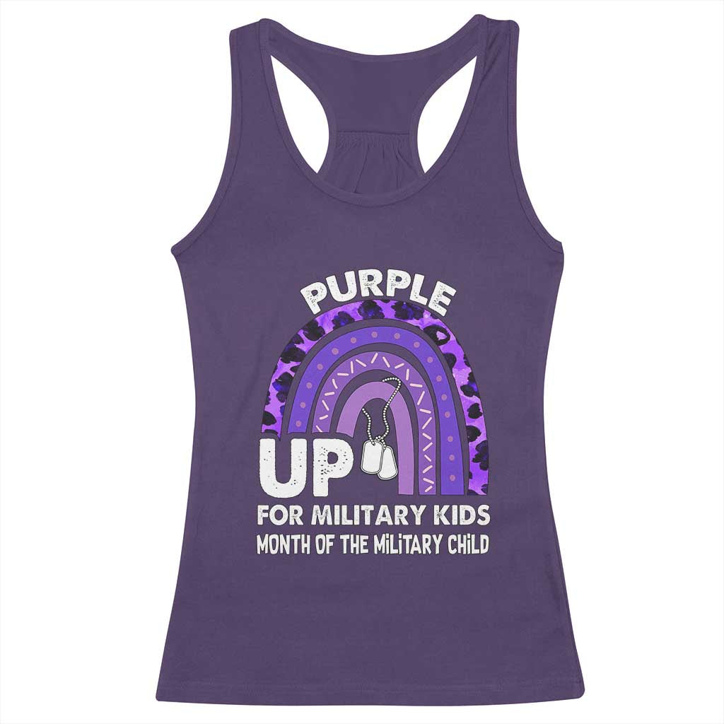 Purple Up For Military Kids Racerback Tank Top Military Child Month Dog Tags Purple Ribbon Rainbow TS02 Purple Print Your Wear