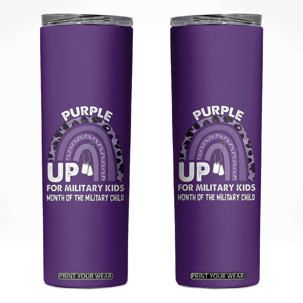 Purple Up For Military Kids Skinny Tumbler Military Child Month Dog Tags Purple Ribbon Rainbow TS02 Purple Print Your Wear