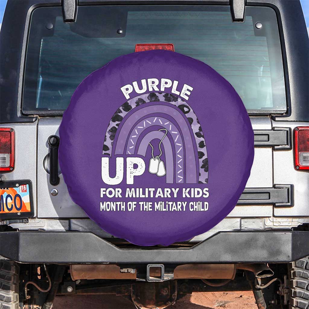 Purple Up For Military Kids Spare Tire Cover Military Child Month Dog Tags Purple Ribbon Rainbow TS02 No hole Purple Print Your Wear
