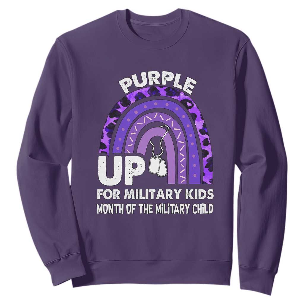 Purple Up For Military Kids Sweatshirt Military Child Month Dog Tags Purple Ribbon Rainbow TS02 Purple Print Your Wear