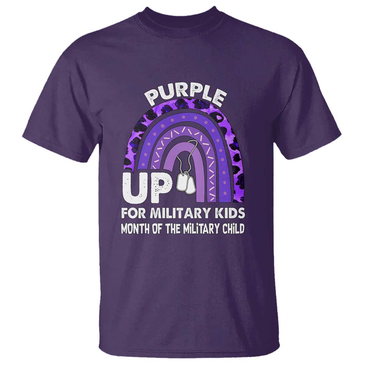 Purple Up For Military Kids T Shirt Military Child Month Dog Tags Purple Ribbon Rainbow TS02 Purple Print Your Wear