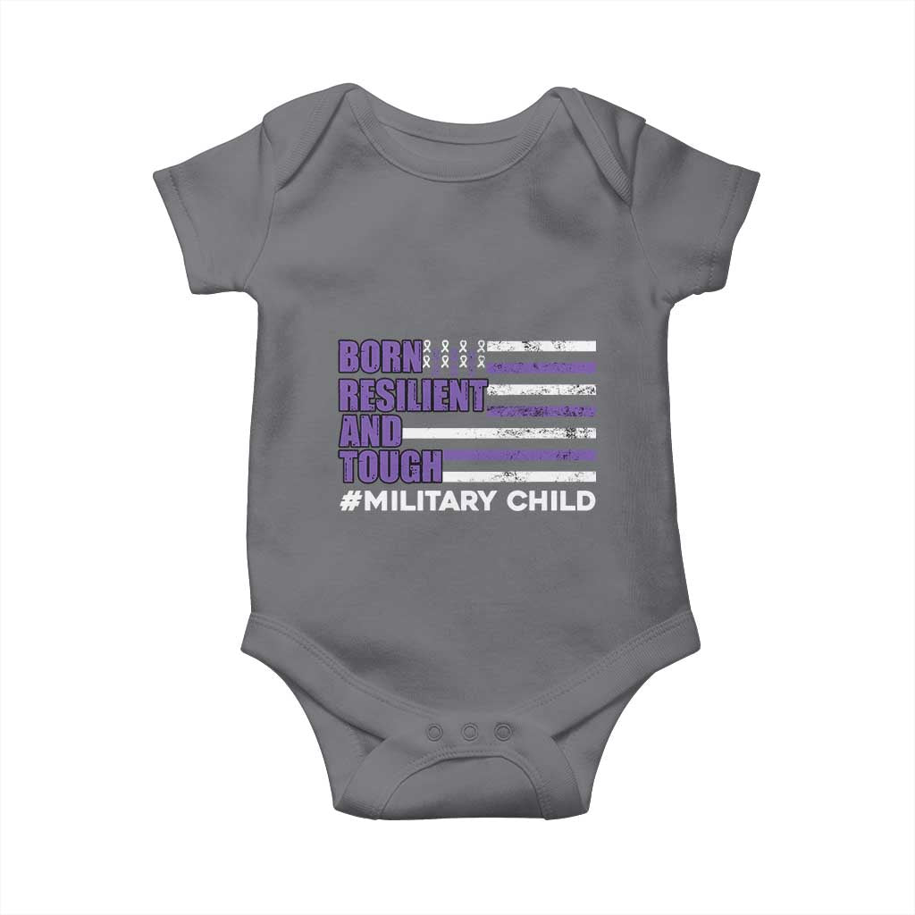 Military Child Born Resilient Tough Baby Onesie Month Of The Military Kids Army Soldier American Flag TS02 Charcoal Print Your Wear