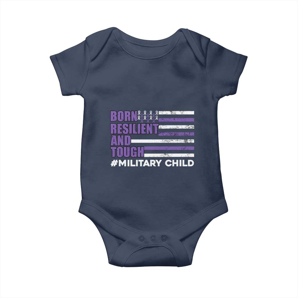 Military Child Born Resilient Tough Baby Onesie Month Of The Military Kids Army Soldier American Flag TS02 Navy Print Your Wear