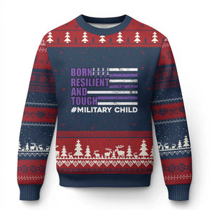 Military Child Born Resilient Tough Ugly Christmas Sweater Month Of The Military Kids Army Soldier American Flag TS02 Navy Red Print Your Wear