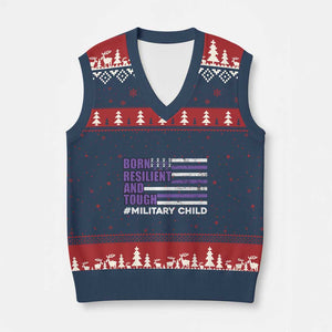 Military Child Born Resilient Tough V-Neck Knit Sweater Vest Month Of The Military Kids Army Soldier American Flag TS02 Navy Red Print Your Wear