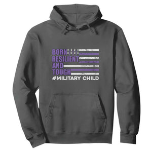 Military Child Born Resilient Tough Hoodie Month Of The Military Kids Army Soldier American Flag TS02 Dark Heather Print Your Wear