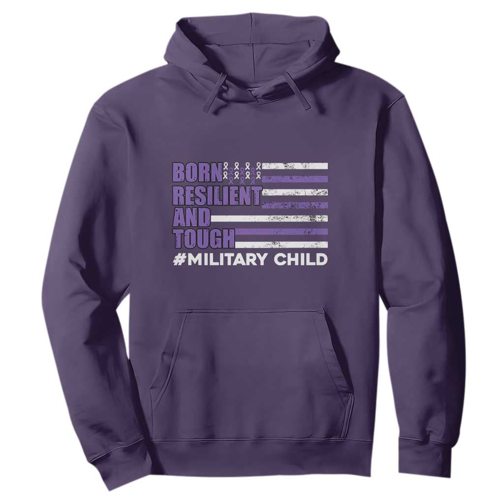 Military Child Born Resilient Tough Hoodie Month Of The Military Kids Army Soldier American Flag TS02 Purple Print Your Wear