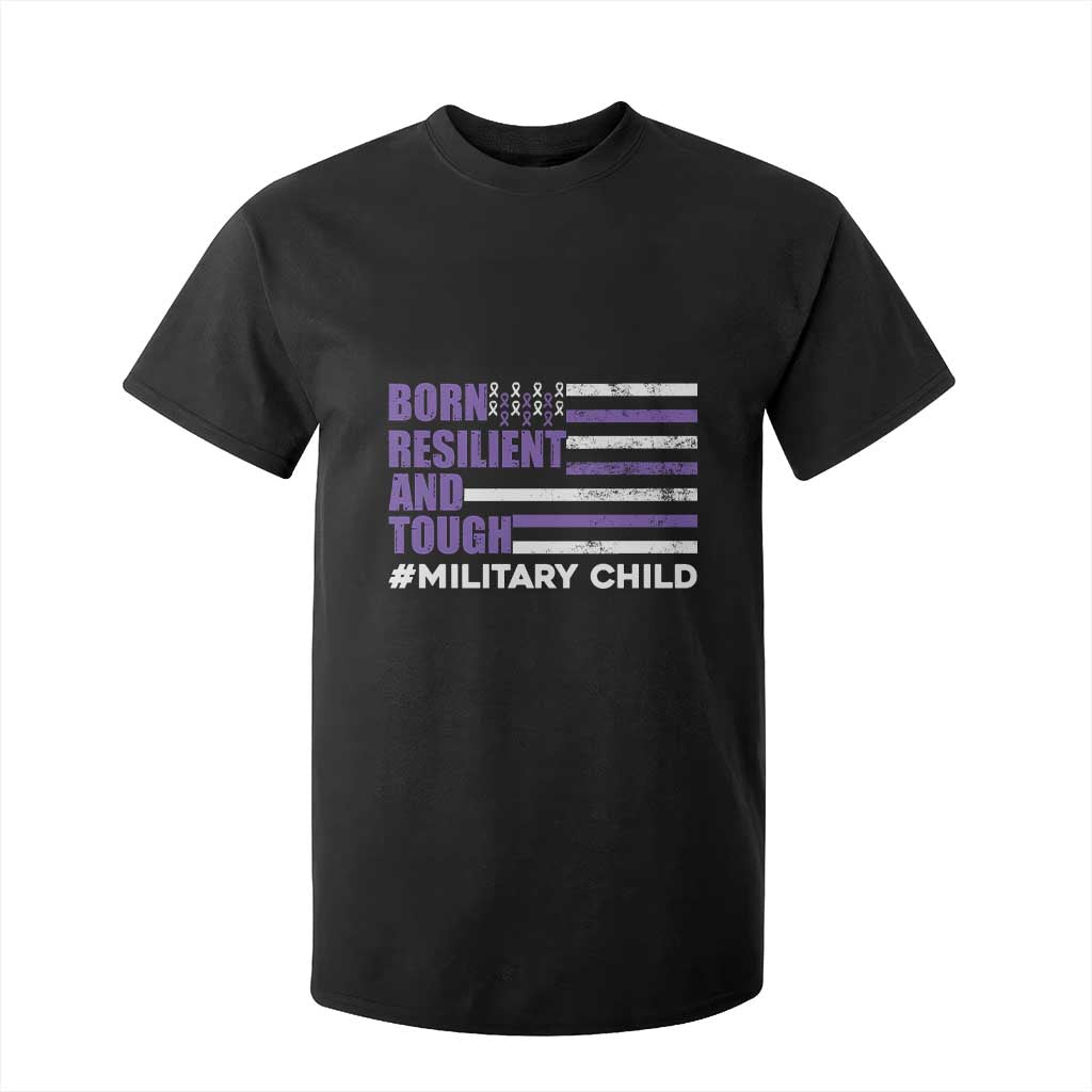 Military Child Born Resilient Tough T Shirt For Kid Month Of The Military Kids Army Soldier American Flag TS02 Black Print Your Wear