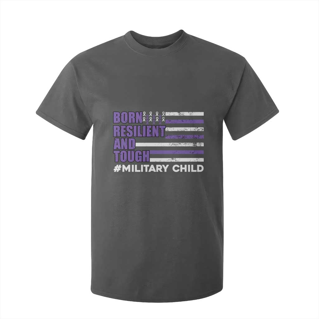 Military Child Born Resilient Tough T Shirt For Kid Month Of The Military Kids Army Soldier American Flag TS02 Dark Heather Print Your Wear
