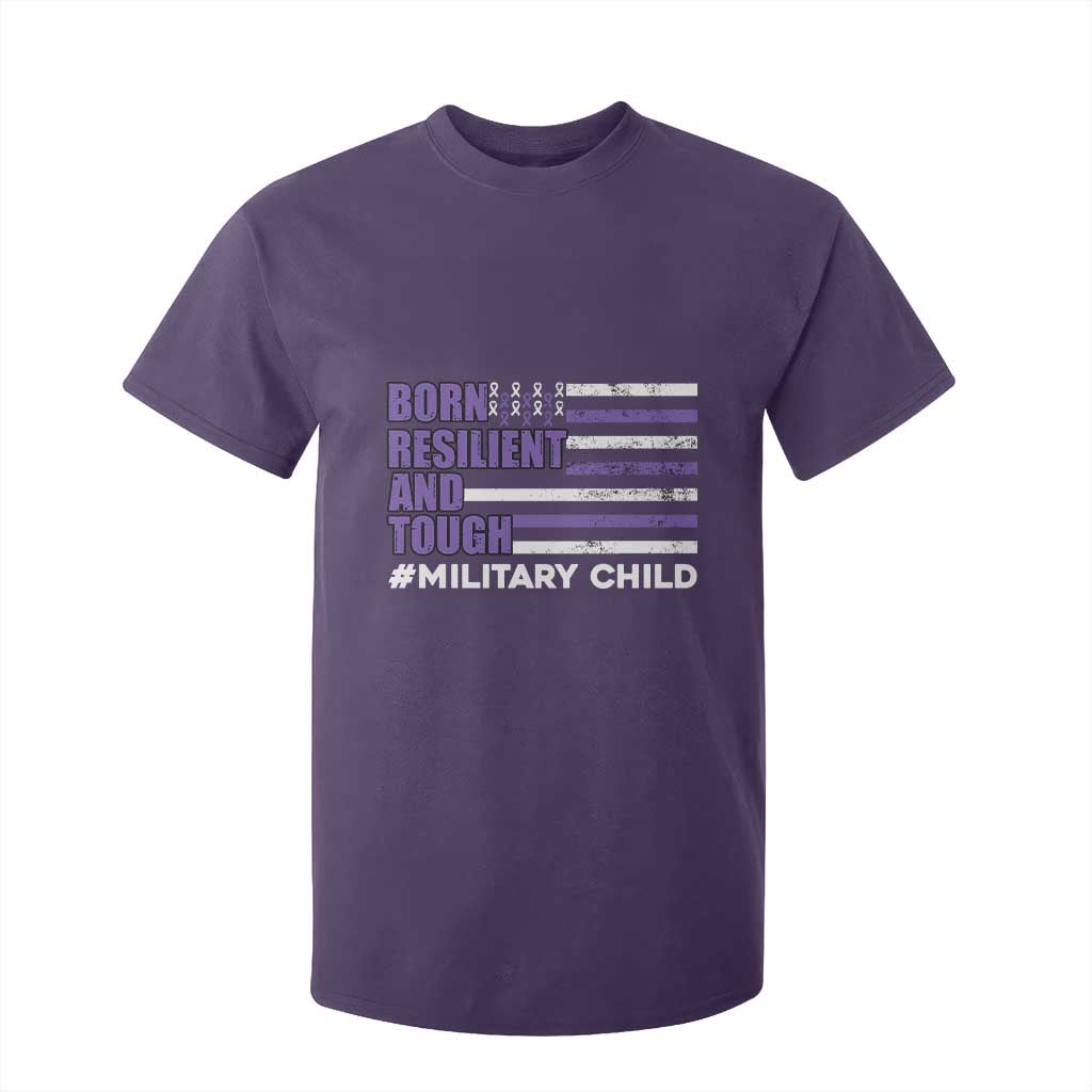 Military Child Born Resilient Tough T Shirt For Kid Month Of The Military Kids Army Soldier American Flag TS02 Purple Print Your Wear