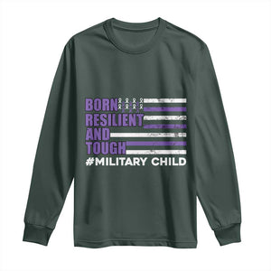 Military Child Born Resilient Tough Long Sleeve Shirt Month Of The Military Kids Army Soldier American Flag TS02 Dark Forest Green Print Your Wear