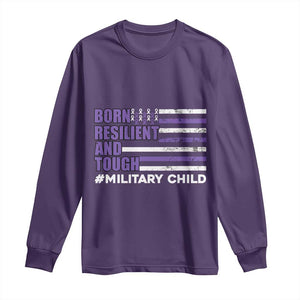 Military Child Born Resilient Tough Long Sleeve Shirt Month Of The Military Kids Army Soldier American Flag TS02 Purple Print Your Wear
