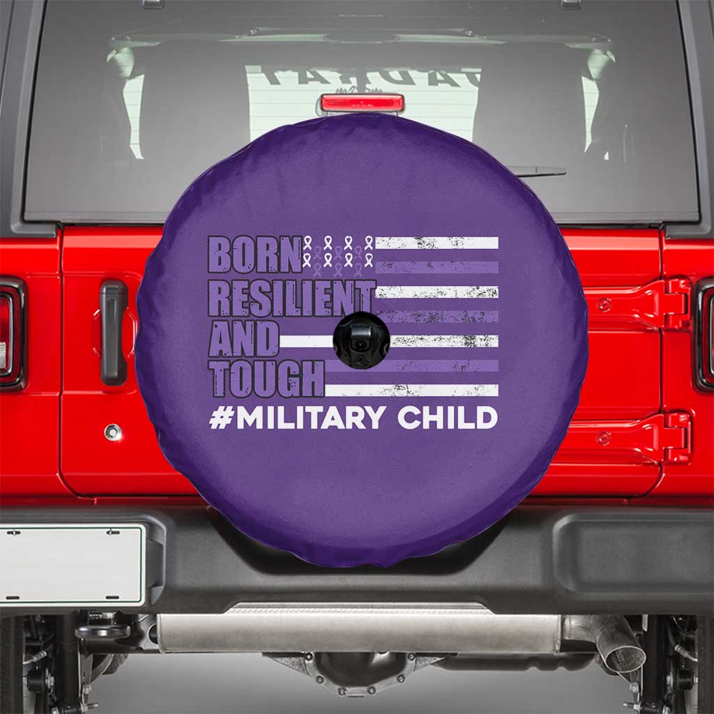 Military Child Born Resilient Tough Spare Tire Cover Month Of The Military Kids Army Soldier American Flag TS02 Purple Print Your Wear