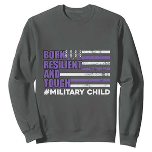 Military Child Born Resilient Tough Sweatshirt Month Of The Military Kids Army Soldier American Flag TS02 Dark Heather Print Your Wear