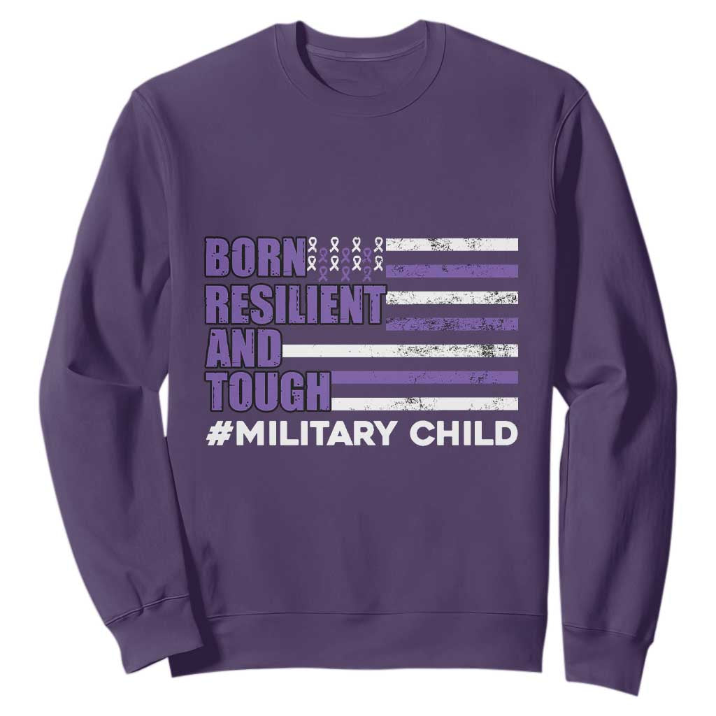 Military Child Born Resilient Tough Sweatshirt Month Of The Military Kids Army Soldier American Flag TS02 Purple Print Your Wear