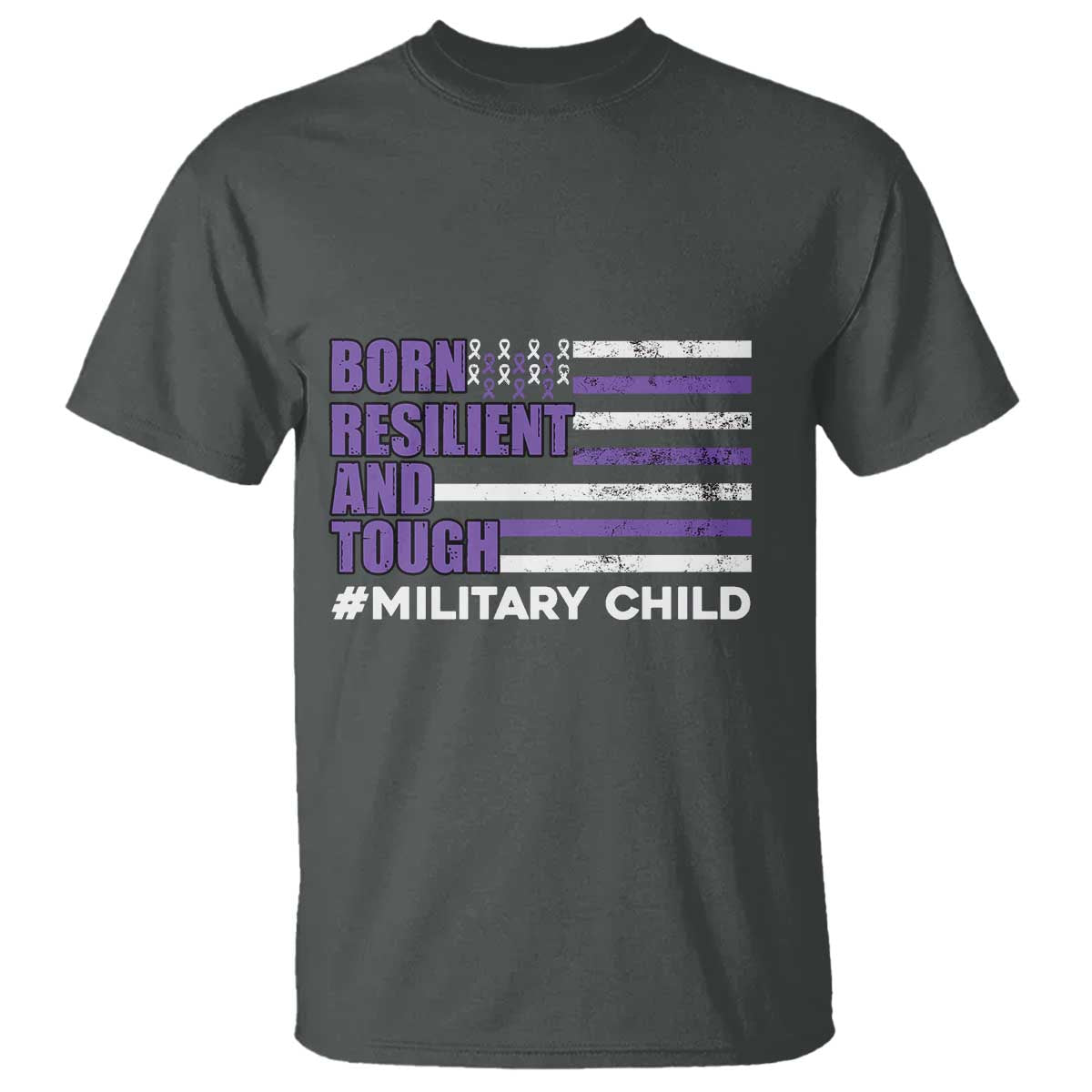 Military Child Born Resilient Tough T Shirt Month Of The Military Kids Army Soldier American Flag TS02 Dark Heather Print Your Wear