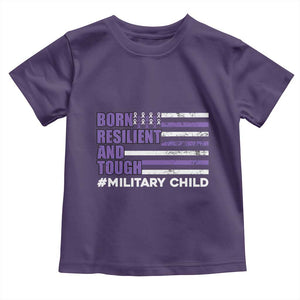 Military Child Born Resilient Tough Toddler T Shirt Month Of The Military Kids Army Soldier American Flag TS02 Purple Print Your Wear