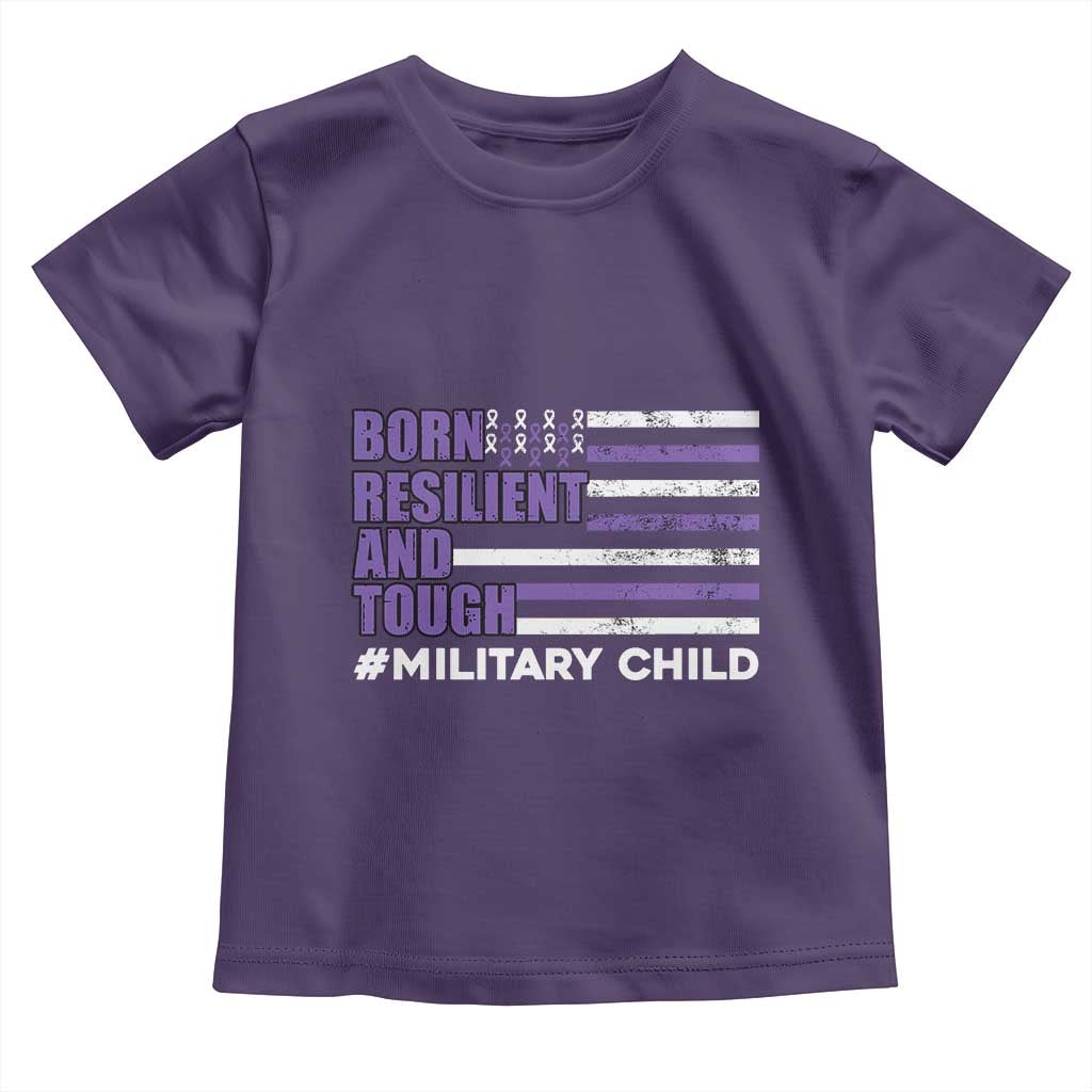 Military Child Born Resilient Tough Toddler T Shirt Month Of The Military Kids Army Soldier American Flag TS02 Purple Print Your Wear