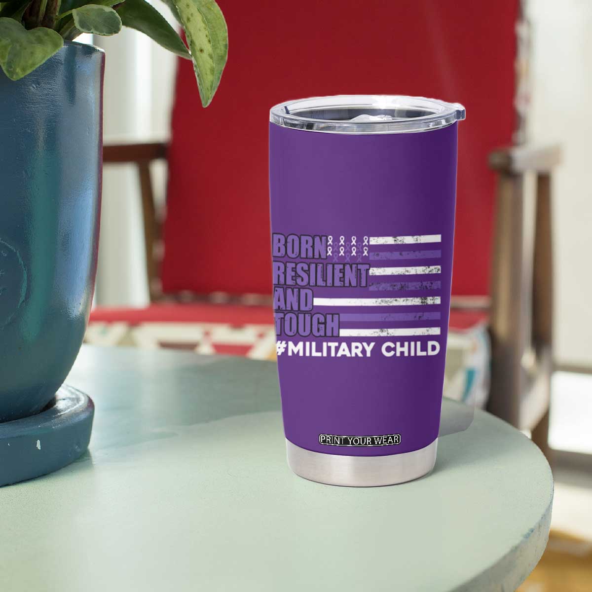 Military Child Born Resilient Tough Tumbler Cup Month Of The Military Kids Army Soldier American Flag TS02 Print Your Wear