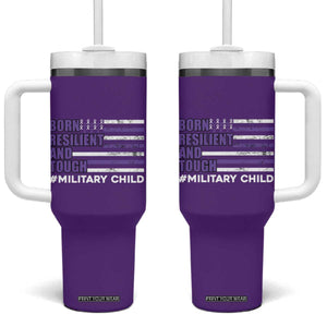 Military Child Born Resilient Tough Tumbler With Handle Month Of The Military Kids Army Soldier American Flag TS02 One Size: 40 oz Purple Print Your Wear