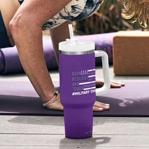 Military Child Born Resilient Tough Tumbler With Handle Month Of The Military Kids Army Soldier American Flag TS02 Print Your Wear