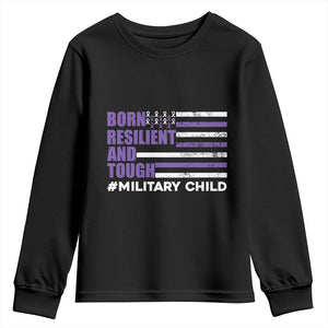 Military Child Born Resilient Tough Youth Sweatshirt Month Of The Military Kids Army Soldier American Flag TS02 Black Print Your Wear