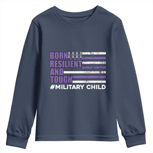 Military Child Born Resilient Tough Youth Sweatshirt Month Of The Military Kids Army Soldier American Flag TS02 Navy Print Your Wear
