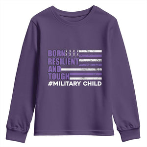 Military Child Born Resilient Tough Youth Sweatshirt Month Of The Military Kids Army Soldier American Flag TS02 Purple Print Your Wear