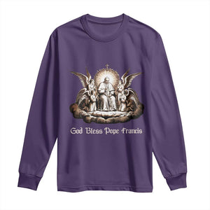 God Bless Pope Francis Long Sleeve Shirt Memorial Angel Catholic Faith & Unity TS02 Purple Print Your Wear