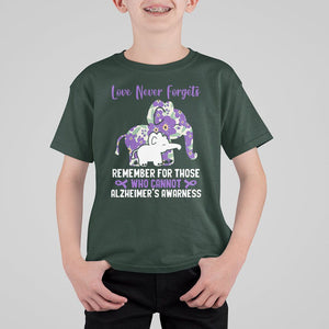 Purple Elephant Alzheimer's Awareness T Shirt For Kid Love Never Forget Remember For Those Who Cannot ALZ TS02 Dark Forest Green Print Your Wear