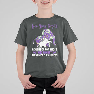 Purple Elephant Alzheimer's Awareness T Shirt For Kid Love Never Forget Remember For Those Who Cannot ALZ TS02 Dark Heather Print Your Wear