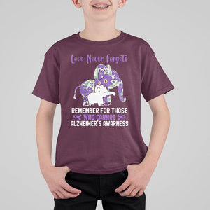 Purple Elephant Alzheimer's Awareness T Shirt For Kid Love Never Forget Remember For Those Who Cannot ALZ TS02 Maroon Print Your Wear