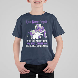Purple Elephant Alzheimer's Awareness T Shirt For Kid Love Never Forget Remember For Those Who Cannot ALZ TS02 Navy Print Your Wear