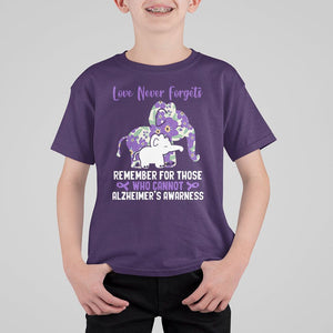 Purple Elephant Alzheimer's Awareness T Shirt For Kid Love Never Forget Remember For Those Who Cannot ALZ TS02 Purple Print Your Wear