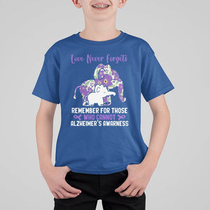 Purple Elephant Alzheimer's Awareness T Shirt For Kid Love Never Forget Remember For Those Who Cannot ALZ TS02 Royal Blue Print Your Wear
