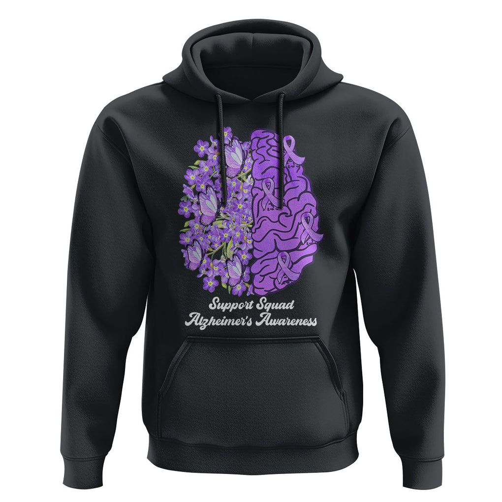 Forget Me Not Alzheimer's Awareness Hoodie Support Squad Dementia Purple Ribbon TS02 Black Print Your Wear