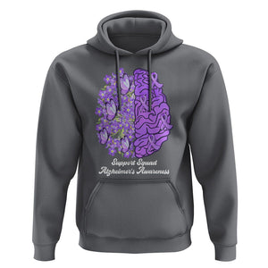 Forget Me Not Alzheimer's Awareness Hoodie Support Squad Dementia Purple Ribbon TS02 Charcoal Print Your Wear